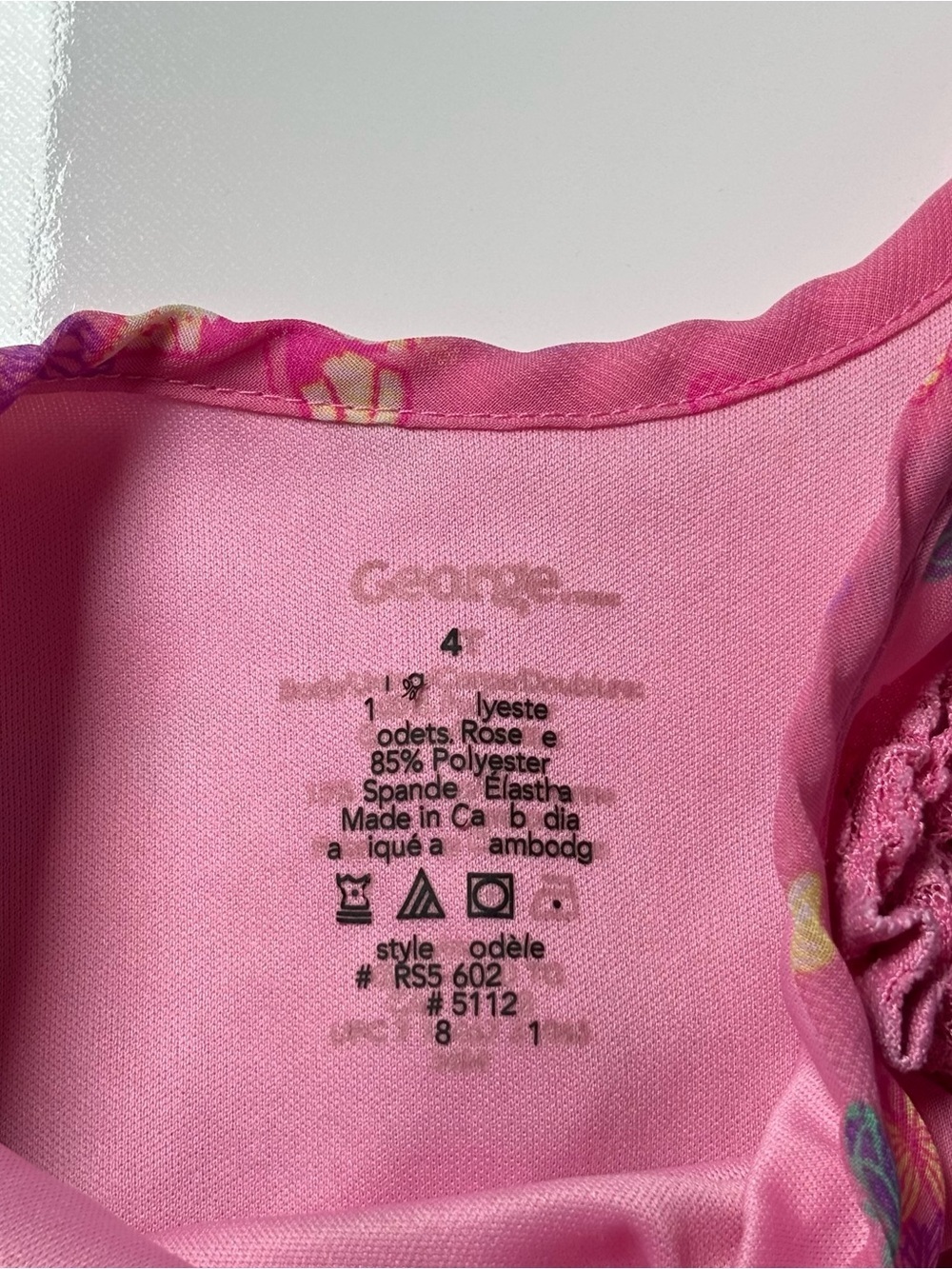 5/15$ George Girls Butterfly Chiffon Flutter Dress with Rosette 4T Mesh Lace - Picture 5 of 5